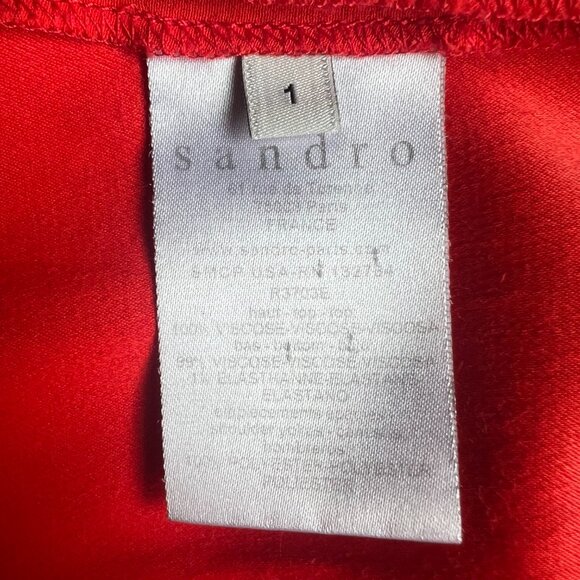 Sandro Mesh Detail Red & Black Dress – Size 1 (US 2) - Picture 7 of 7